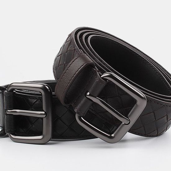 남자 천연 송아지가죽 격자무늬 벨트 BP9122BT