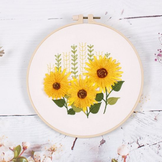 DIY 프랑스자수 패키지(해바라기) 자수틀 공예