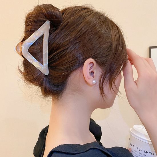 빅사이즈 오로라 자개 트라이앵글 헤어 집게핀 머리핀