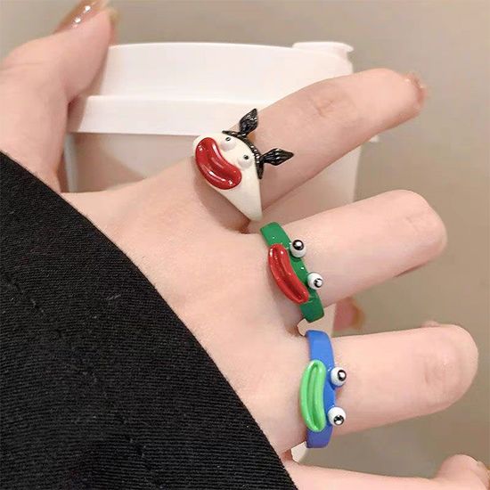 큐트 카피바라 개구리 냥이 캐릭터 반지 학생 우정 링