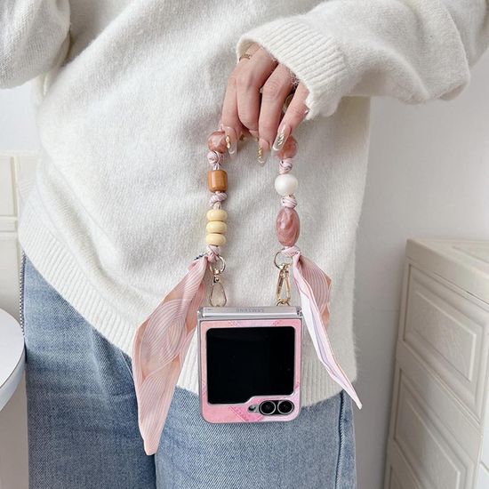 갤럭시 Z플립7 패치워크 스카프 스트랩 가죽 케이스