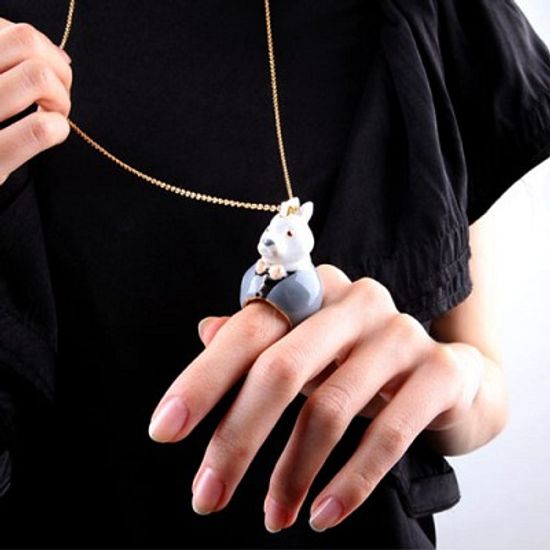 [러쉬룸] [직수입/Mary Lou] animal ring necklace ( 여우, 레이디 토끼, 젠틀맨 토끼)
