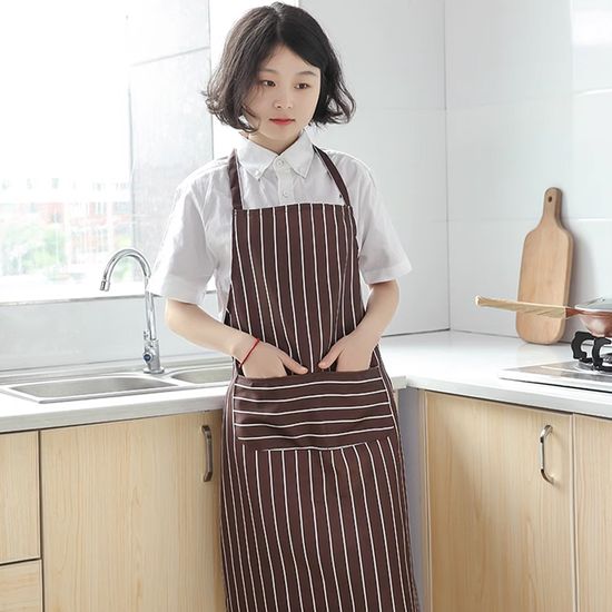 스트라이프 앞치마 원피스 주방 카페 브라운 N578