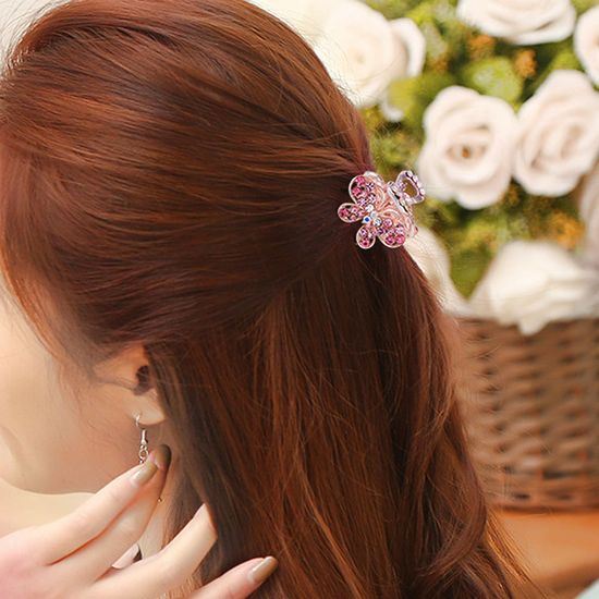 라이크 헤어 집게핀 3p(핑크) 큐빅 나비 미니 헤어핀