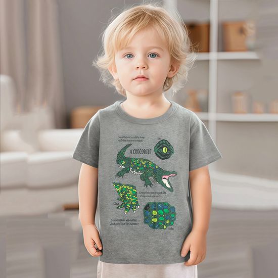크로커아이 남아동 차콜 반팔 티셔츠 205747