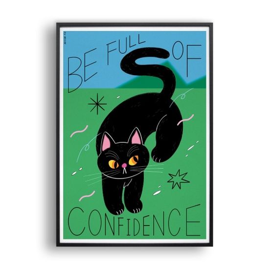 A Black cat oh the grass(Art Print)/일러스트액자