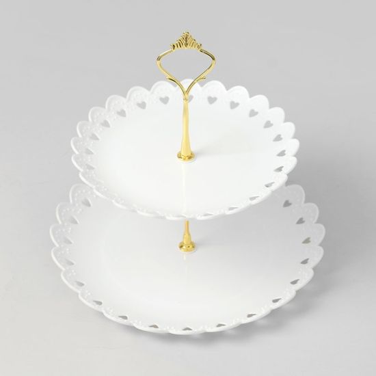 포멀라운드 2단 디저트 트레이 플레이팅 파티접시