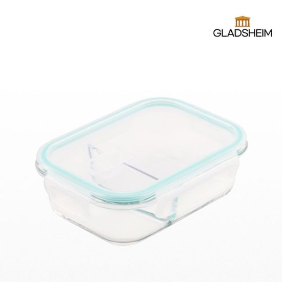 글래즈하임 칸칸 스팀홀 유리 밀폐용기2칸 640ml*2개