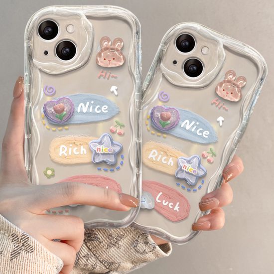 갤럭시s25 24 23 22 21 감성 토끼 데코덴 물결 케이스