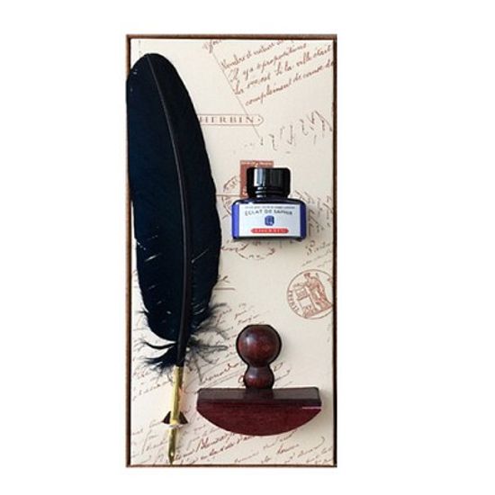 [제이허빈]캘리그라피 사파이어 문필가 세트(깃털펜,블로터,30mm잉크) 273 15T