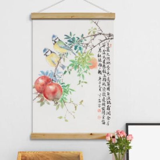 da341-우드스크롤_60CmX90Cm_동양화석류와새01