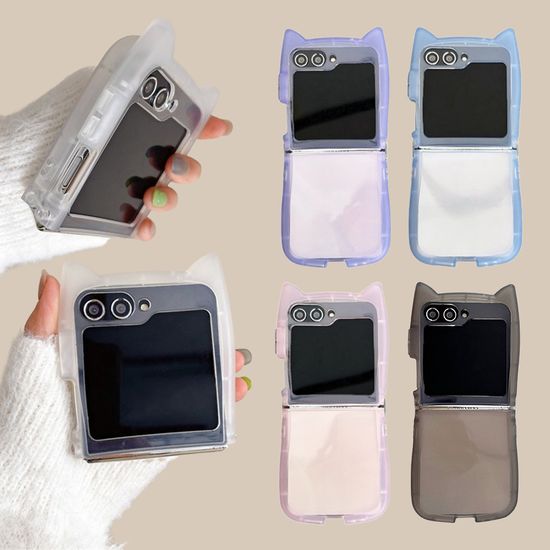 갤럭시 z플립 7 6 5 4 3 고양이귀 캐릭터 투명 케이스