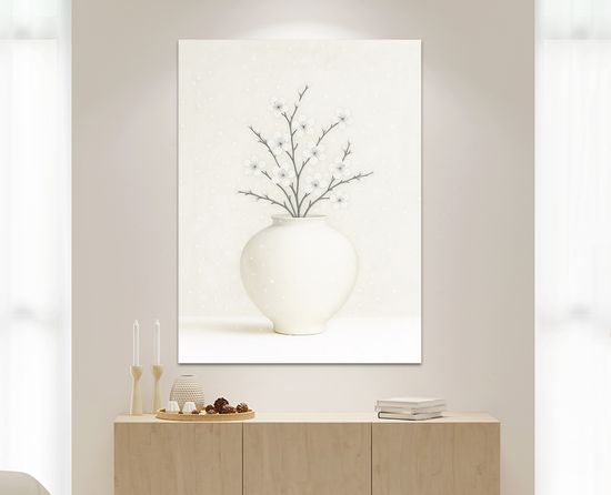 설백 꽃 달항아리 그림 거실 카페 겨울 인테리어 액자