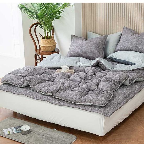 HAPPINEE ELENA차렵이불+베개커버+패드세트 퀸 그레이