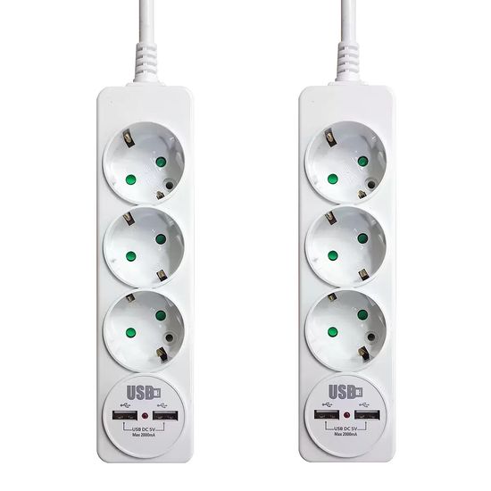 개별 안전USB 멀티콘센트 ３구2M, 2개 멀티탭