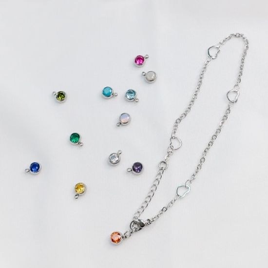 써지컬스틸 차밍 탄생석 하트 체인 팔찌 발찌