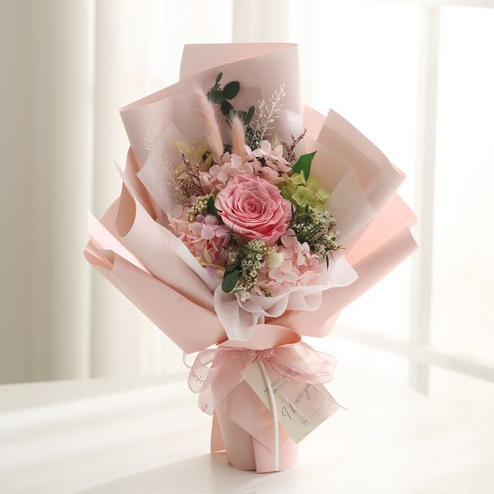 [졸업선물] 프리저브드 장미 꽃다발+핸들박스 5color