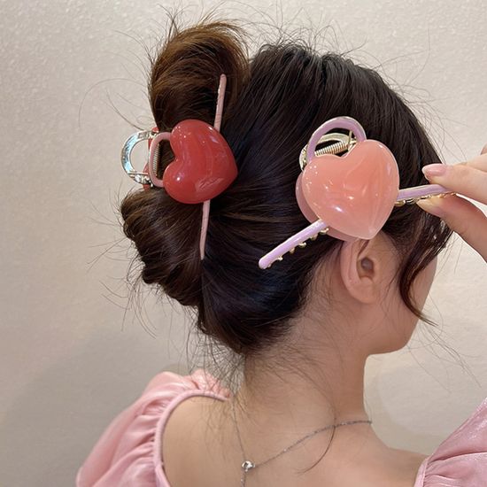 귀여운 대왕 하트 머리 집게핀 예쁜 헤어 삔 올림머리