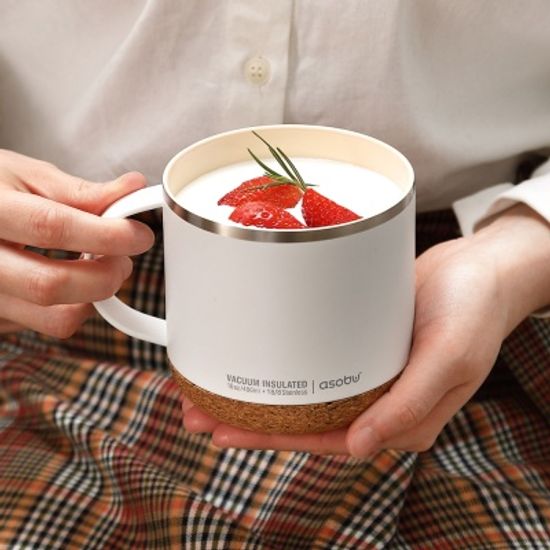 아소부 세라믹 스텐 진공 인피니트 머그 490ML 화이트