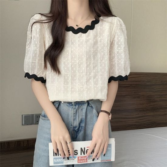 여성 퍼프소매 큐티 블라우스 DE-240603(WF36D4A)