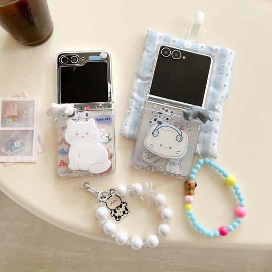 갤럭시 z플립 7 6 5 4 고양이 스마트톡 스트랩 케이스