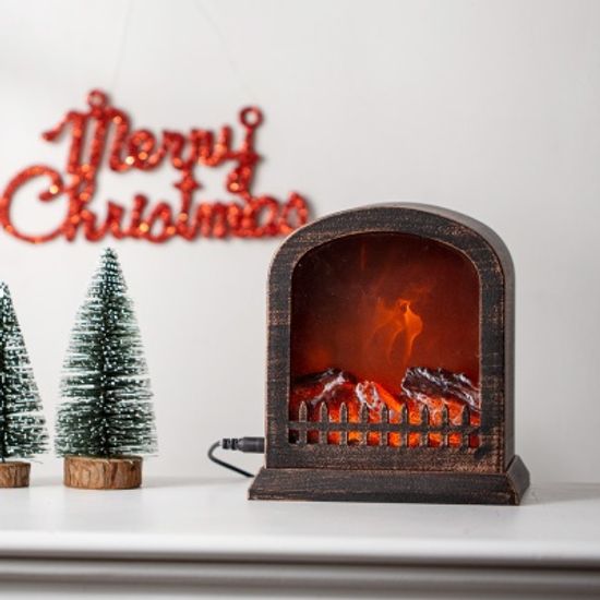 LED 불멍 아치형 벽난로 모형 (USB겸용)