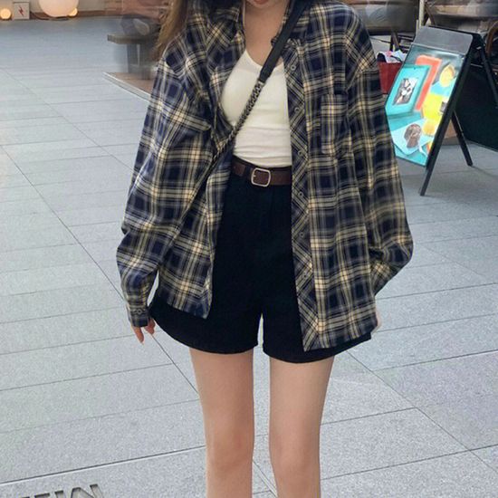 가을 무드 체크 셔츠 