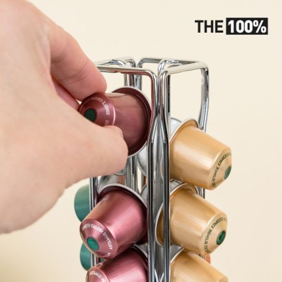 THE100% 네스프레소 호환 캡슐커피 보관함 십자형 회전타워 40구 홀더 거치대 블랙