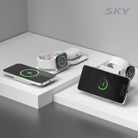 스카이 필 맥세이프 3in1 폴딩 무선 충전기+파우치+링