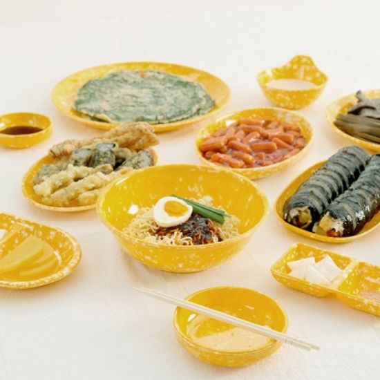 병아리 사각 2칸 종지