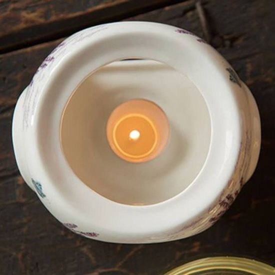 라벤더 유리 티팟과 워머 세트