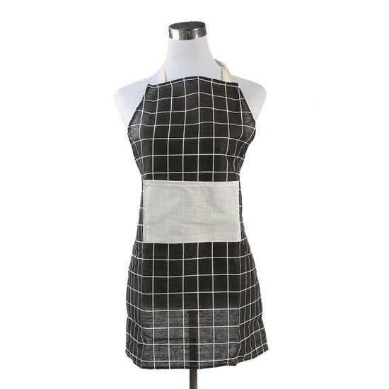 모던체크 린넨 앞치마(블랙) 공방 주방앞치마
