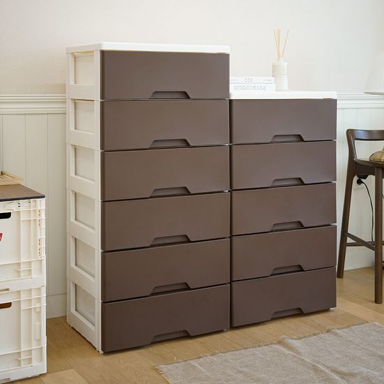 러쉬그레인 플라스틱 와이드 서랍장 2단~6단 정리함