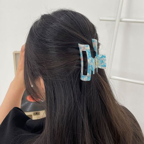 꼬임 사각 자개 집게 핀 헤어 반묶음 올림 머리