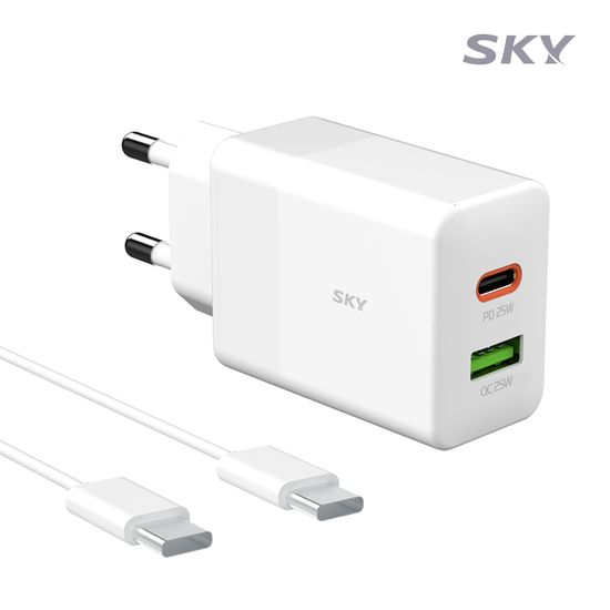 스카이 필 25W 듀얼 초고속 충전기+케이블 Q2SPD