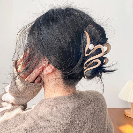 빅사이즈 진주 포인트 웨이브 헤어 집게핀 머리핀 삔