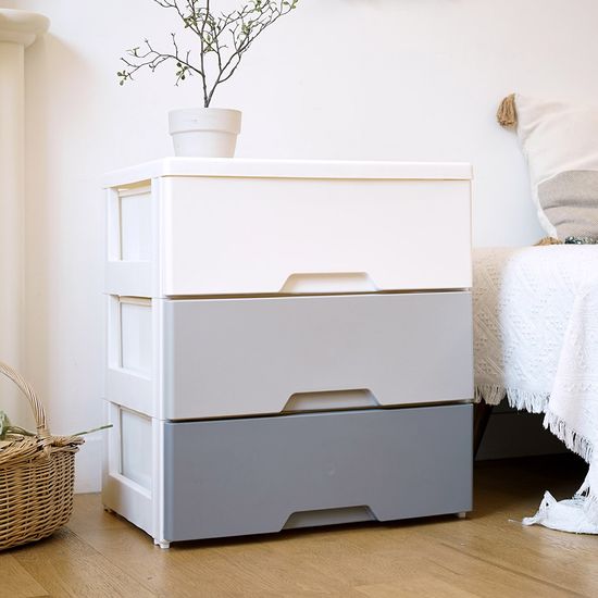 헤이즈 플라스틱 서랍장 3단 모노톤 인테리어 수납장