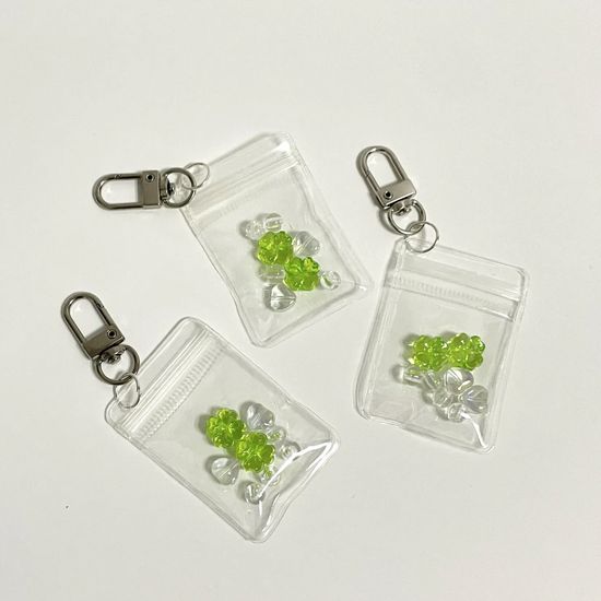 네잎클로버 비즈 지퍼백 키링 행운 만들기