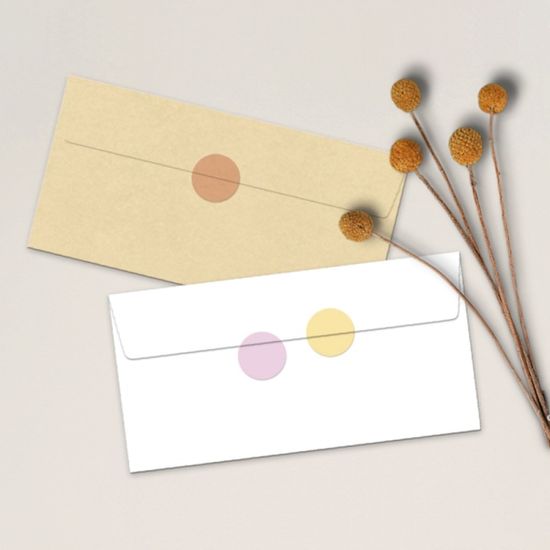 투명 파스텔 도트28 다꾸 스티커 5종(500개) 롤스티커