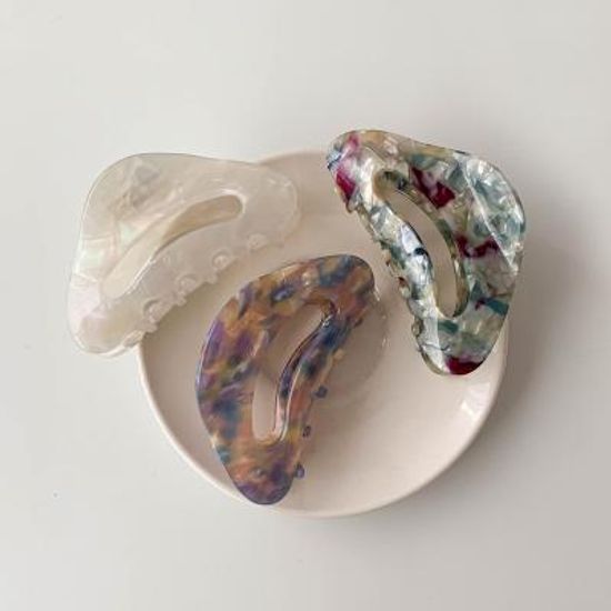 마블링 자개 삼각 헤어 집게핀