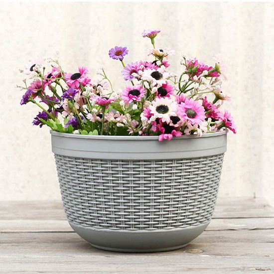 로지 라탄 무늬 벽걸이 인테리어 대용량 화분