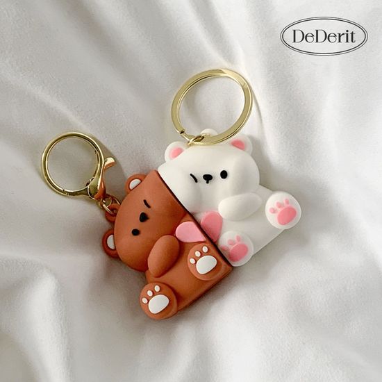 [데데리트]곰돌이 볼 자석 인형 열쇠고리 커플 키링