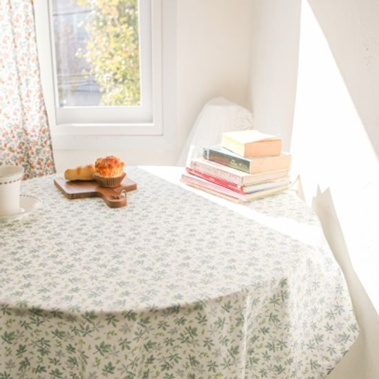 그린 리프 면 식탁보 테이블보 덮개