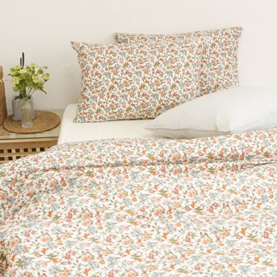 마리 플라워 이불커버-화이트