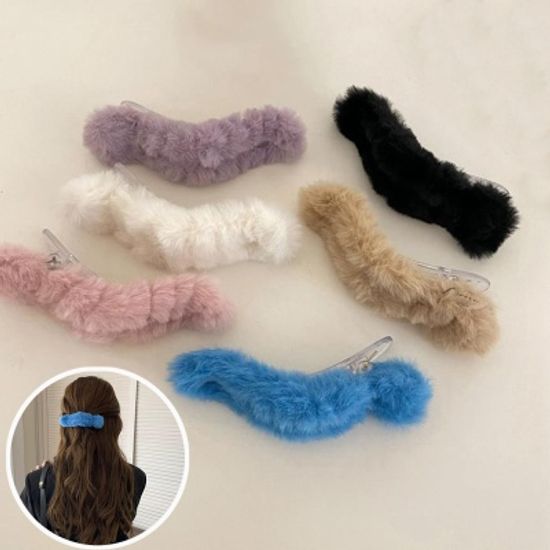 보들보들 컬러 밍크 털 퍼 집게 핀 예쁜 겨울 헤어 삔