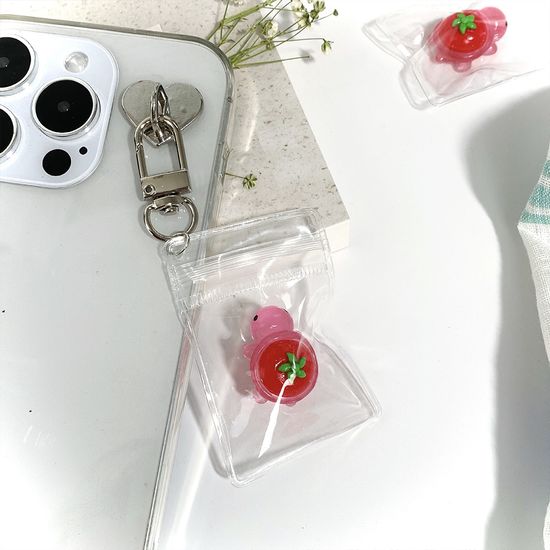 미니 지퍼백 키링 D고리 투명 파우치 열쇠고리 DIY