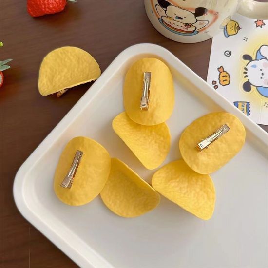 포테이토 감자칩 헤어 집게핀 머리집게 핀 삔 머리핀
