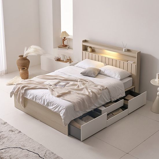 보루네오 브릭스 LED 포서랍 침대 SS_매트리스 제외