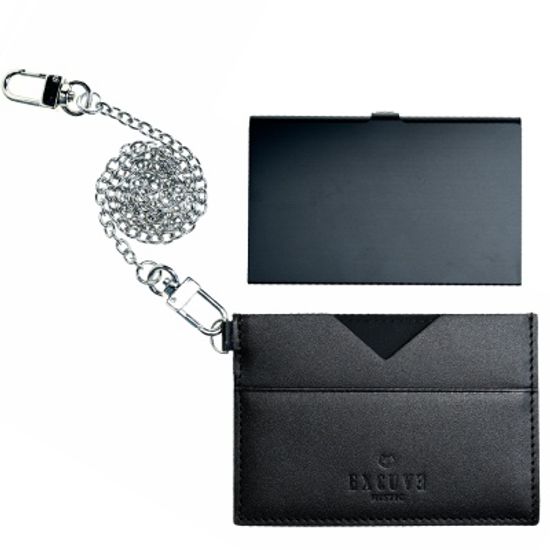 익스큐브 V1 카드지갑 명함케이스 고급체인세트 블랙