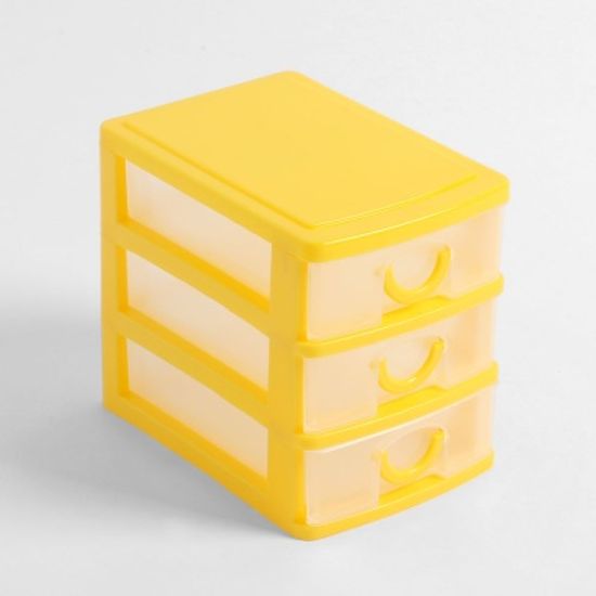 컬러팝 3단 멀티박스(옐로우) / 책상정리 소품정리함